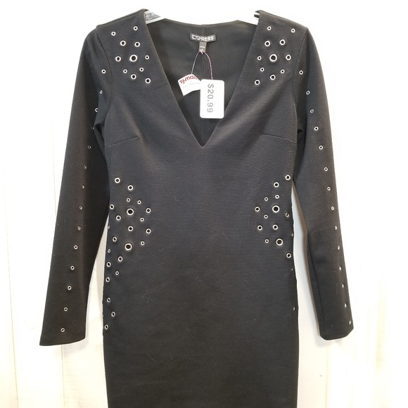 Express Dresses & Skirts - New with Tags Express Black Dress Grommet Sz S